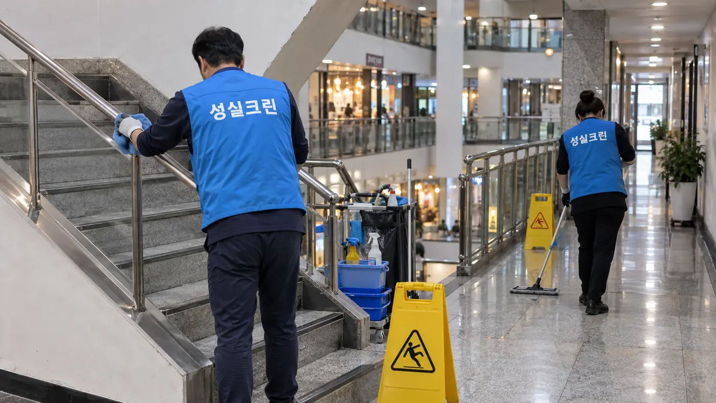 성실크린 상가청소 전문 장비 작업