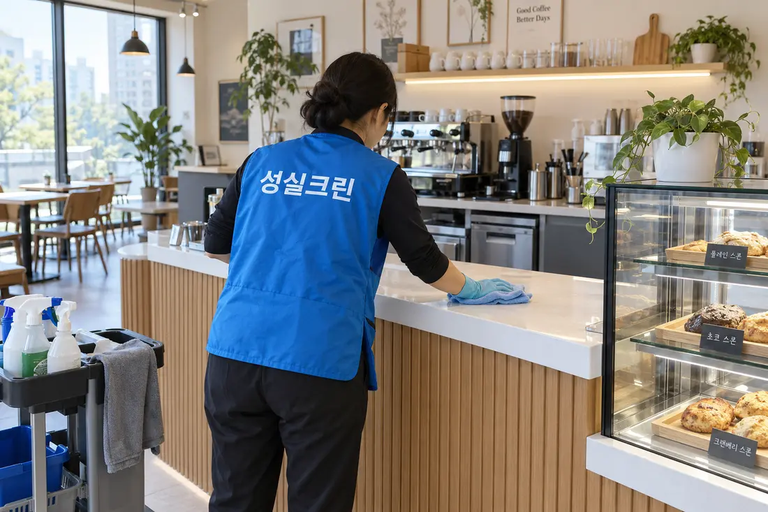 성실크린 업소청소 작업 현장