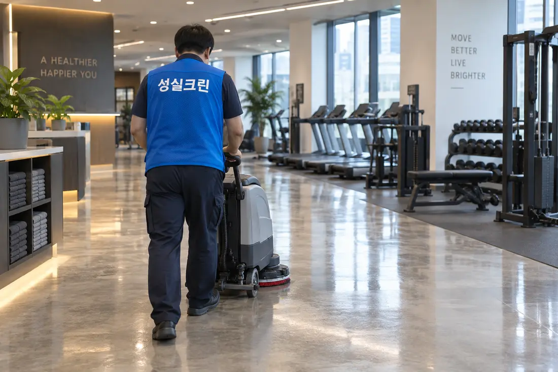 성실크린 업소청소 전문 장비 작업