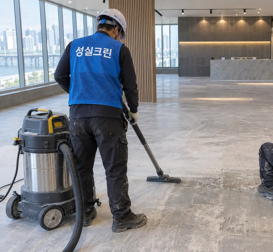 성실크린 준공청소 작업 현장