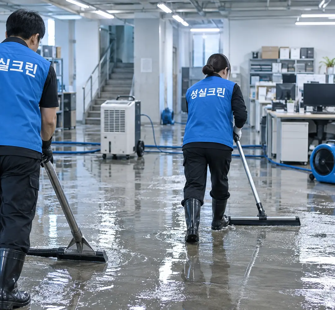 성실크린 침수청소·역류청소 전문 장비 작업