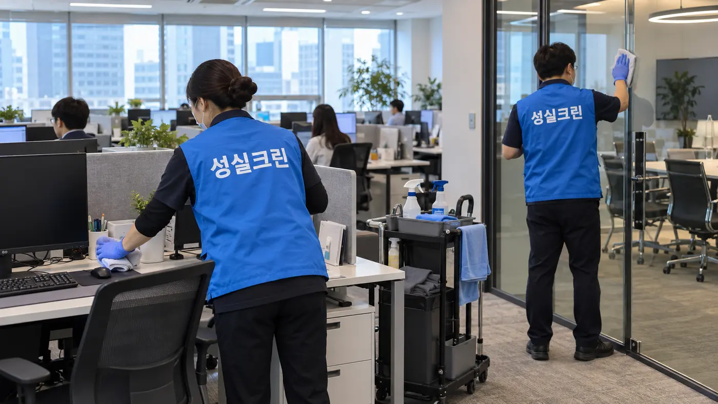 성실크린 사무실청소 전문 장비 작업