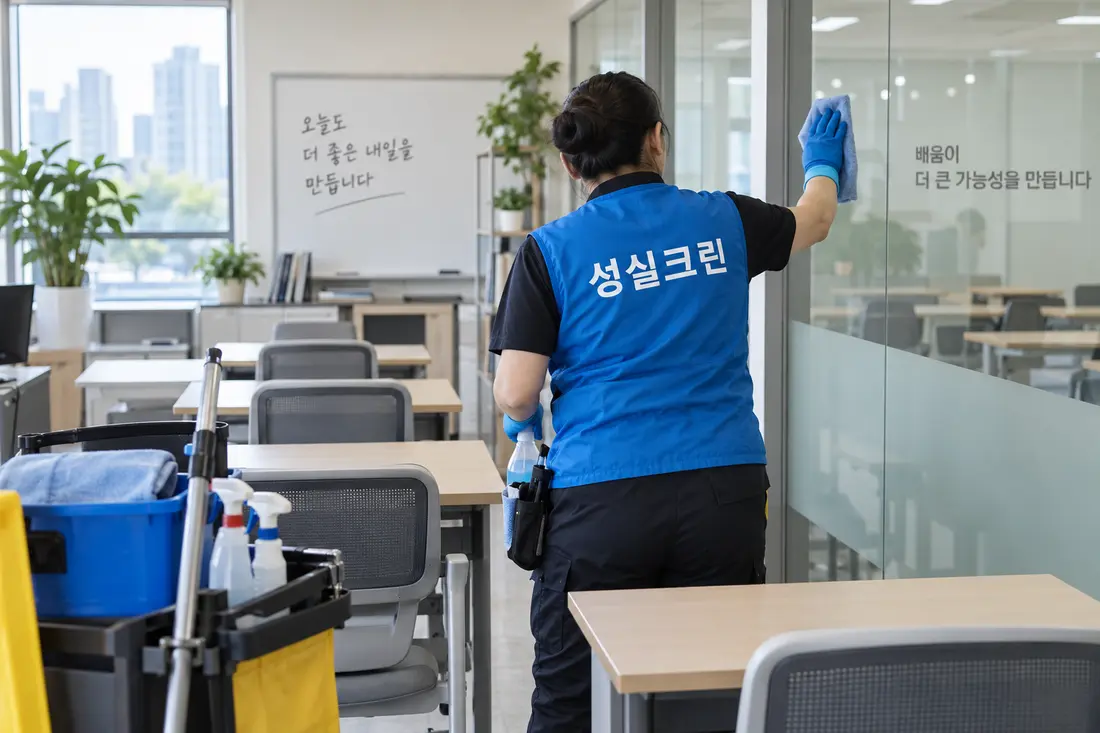 성실크린 관공서·학교 청소 작업 현장