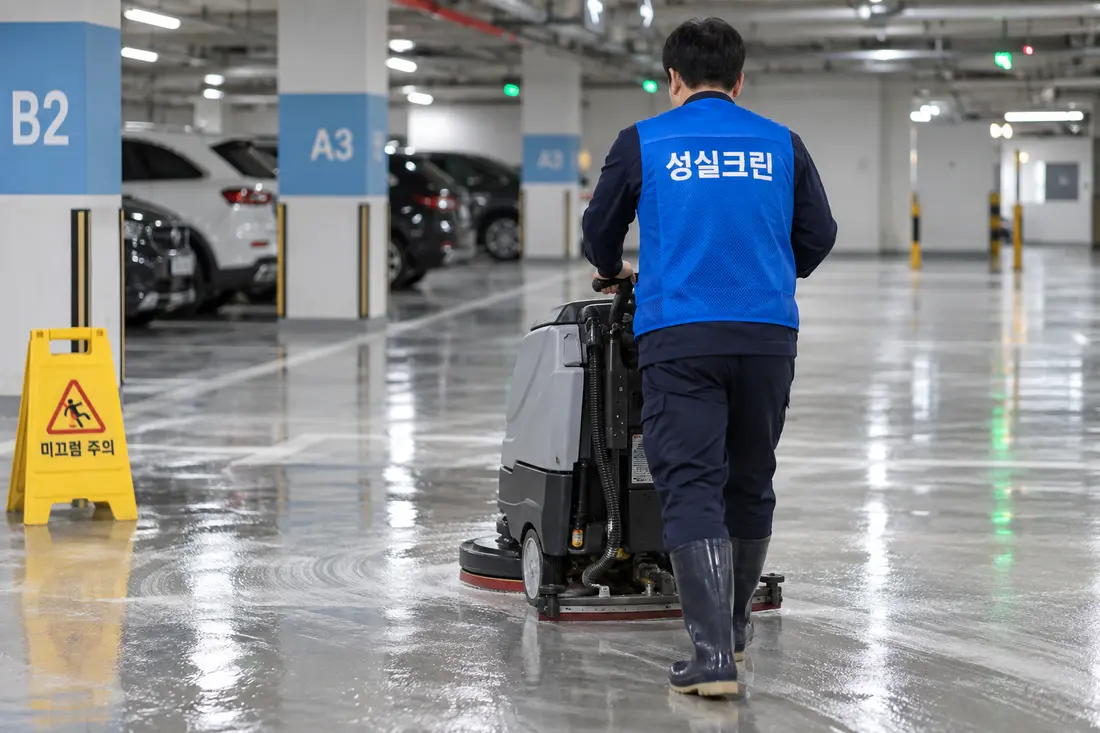 성실크린 아파트청소 전문 장비 작업