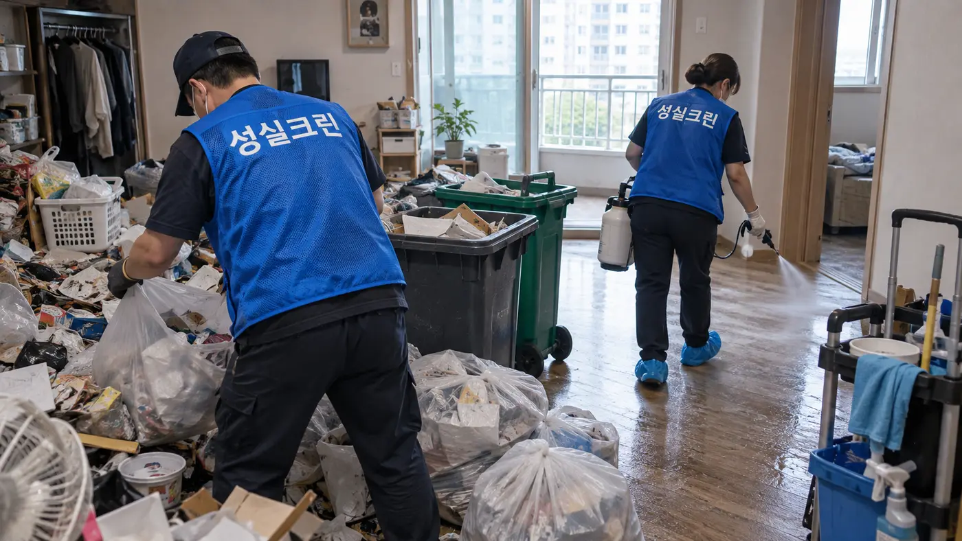 성실크린 쓰레기집청소·유품정리·고독사정리 전문 장비 작업